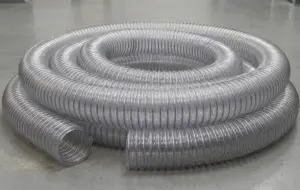 Rotolo di tubo flessibile trasparente aspirazione in PVC spiralato con rinforzo a spirale interna, per impianti di aspirazione industriale