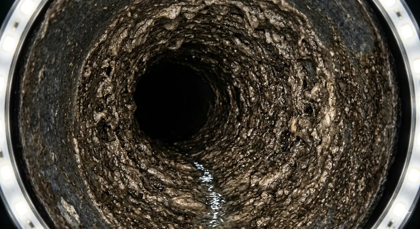 Biofilm batterico sulla parete interna di una tubazione HVAC: il substrato organico che favorisce la crescita della Legionella negli impianti di climatizzazione non sanificati