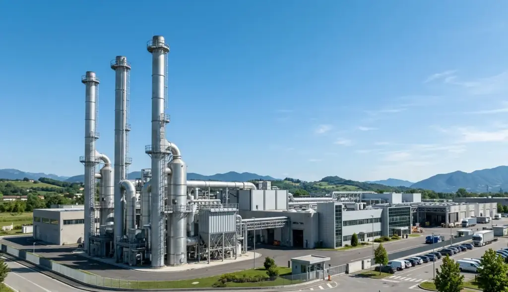 Camini industriali con impianti di abbattimento conformi ai limiti di emissione in atmosfera