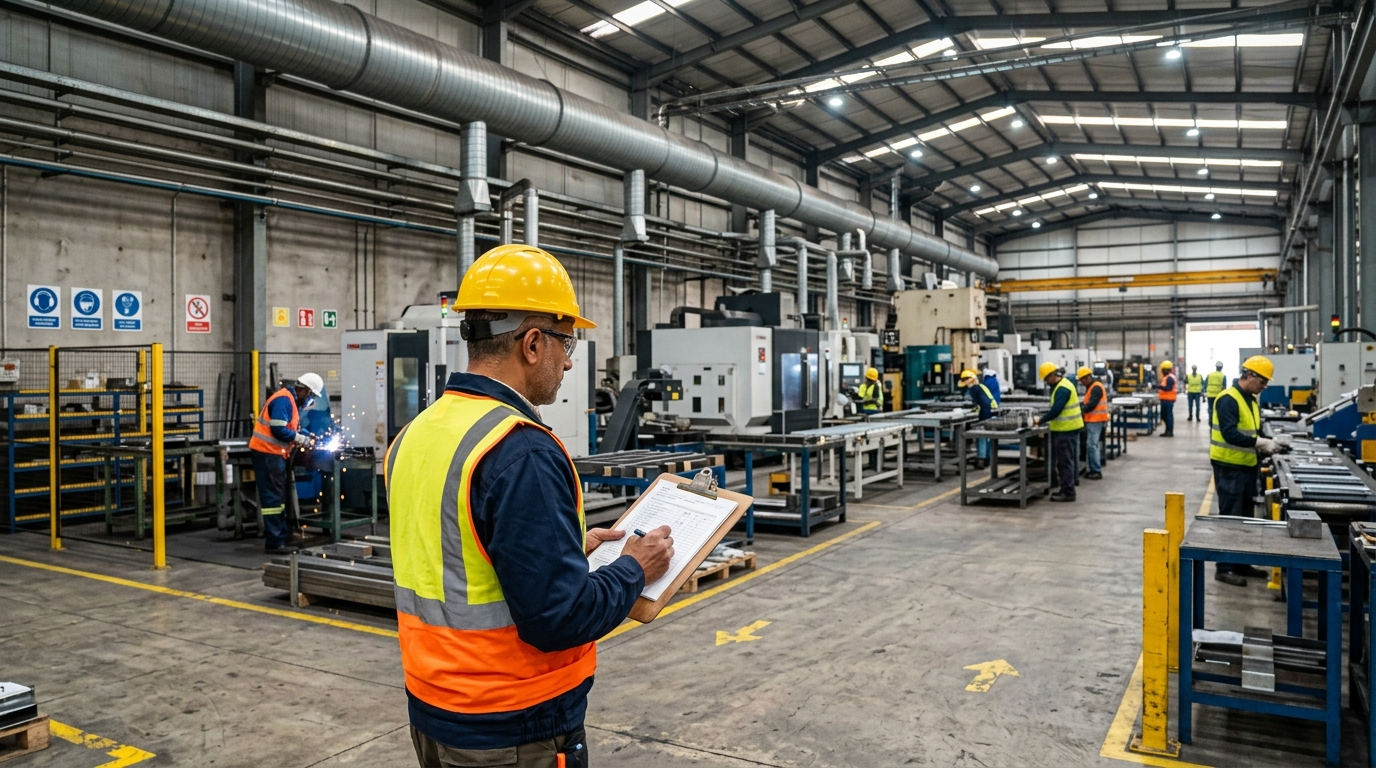 Responsabile sicurezza impianti industriali effettua ispezione normativa D.Lgs 81/2008 in stabilimento