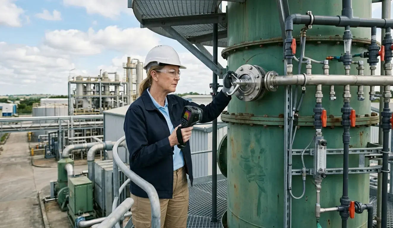 Sopralluogo tecnico per un impianto di abbattimento odori in un sito industriale italiano
