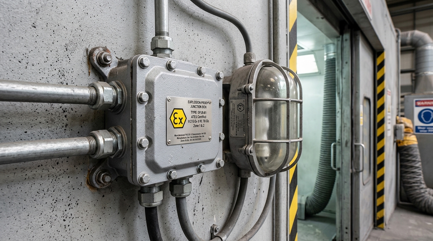 Componente elettrico certificato ATEX installato in impianto verniciatura carrozzeria