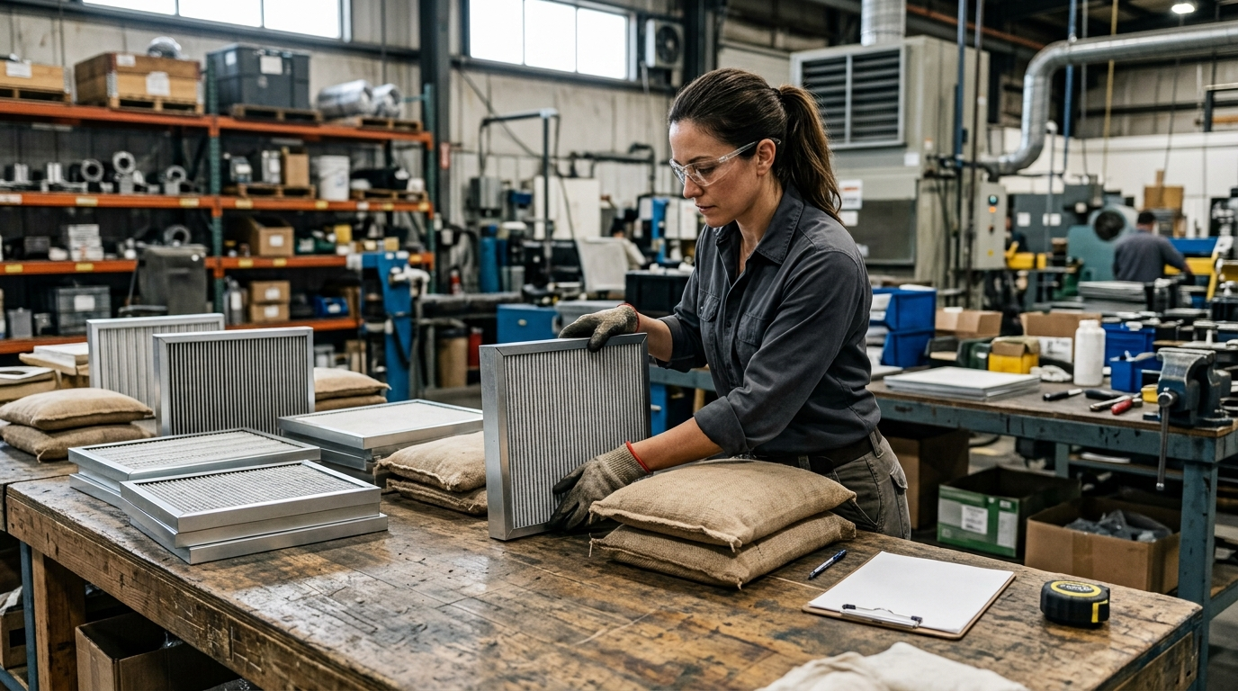 Sostituzione filtro Andreae in cabina di verniciatura industriale