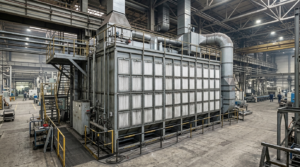 Sistema di filtro aria industriale multi-stadio in un impianto produttivo