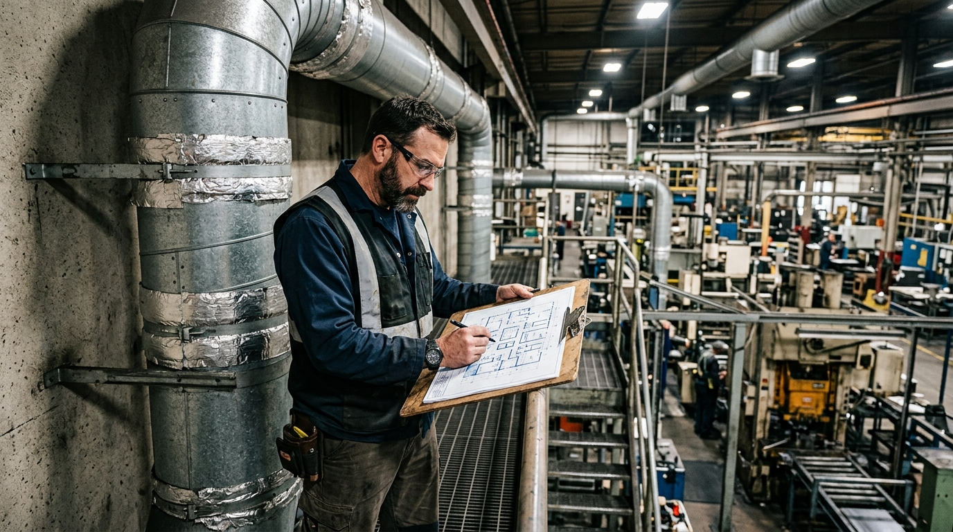 Sopralluogo tecnico per la stima del costo di un impianto di aspirazione industriale