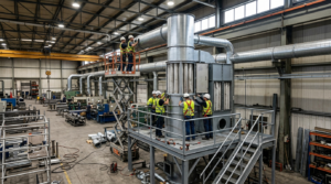Installazione di un impianto di aspirazione industriale in uno stabilimento produttivo