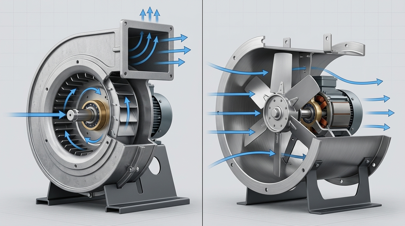 Confronto tra ventilatori industriali centrifughi e assiali