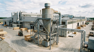 Ciclone di aspirazione industriale per la separazione centrifuga di trucioli di legno